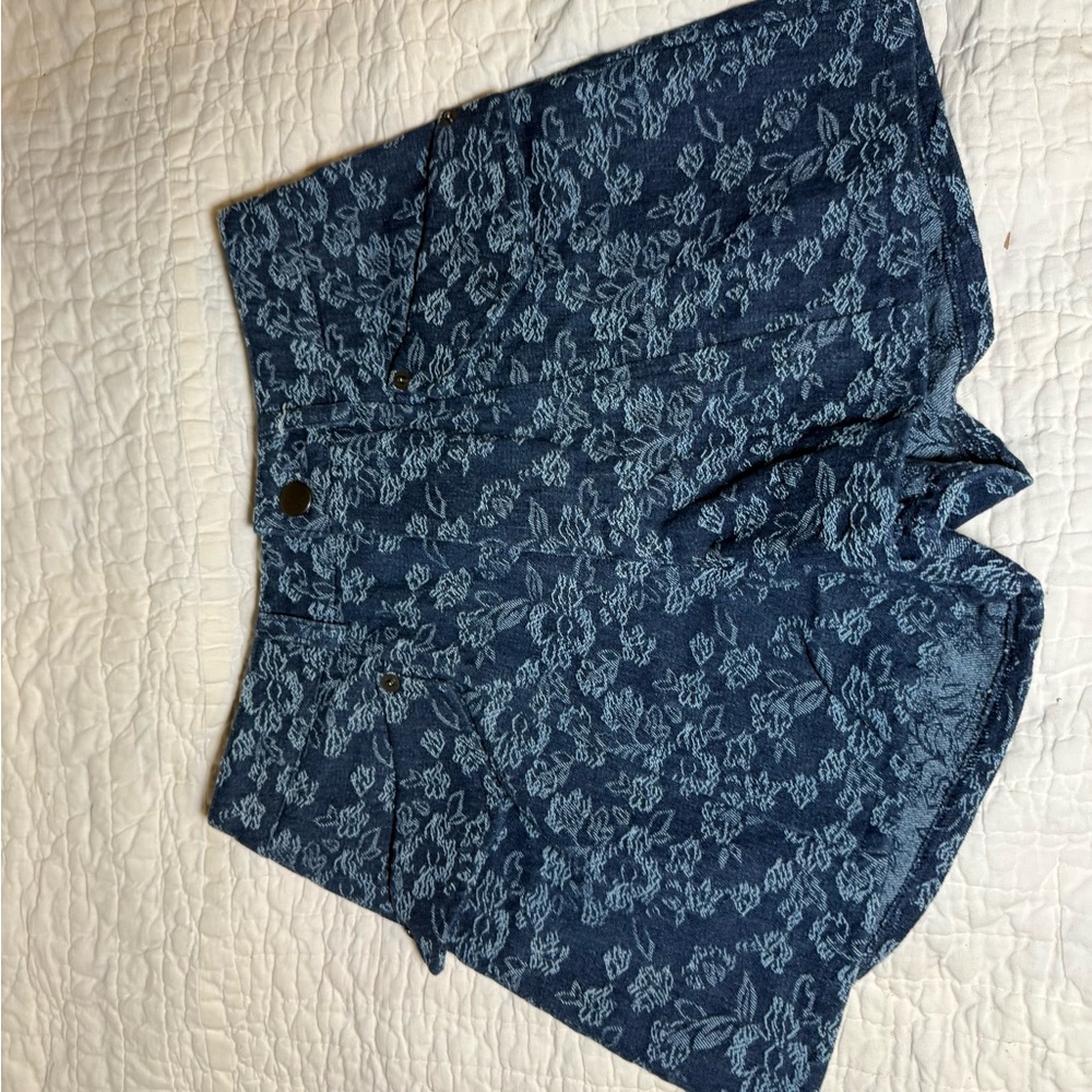 Urban Outfitters Floral Threaded Denim Shorts